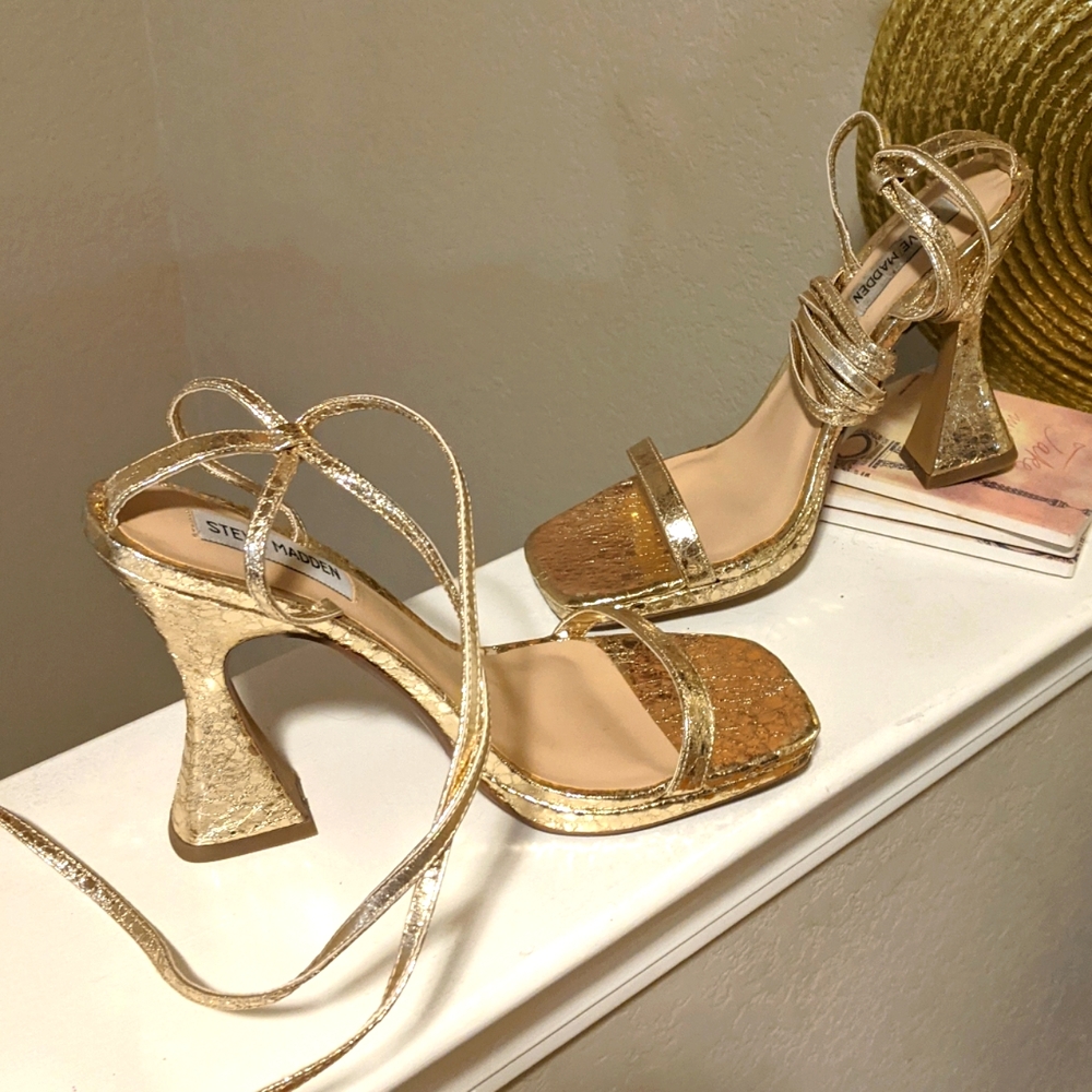 Gold Steve Madden Lace up Heels